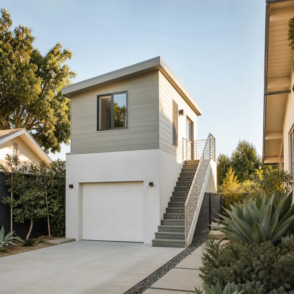 A new two-story ADU over a garage